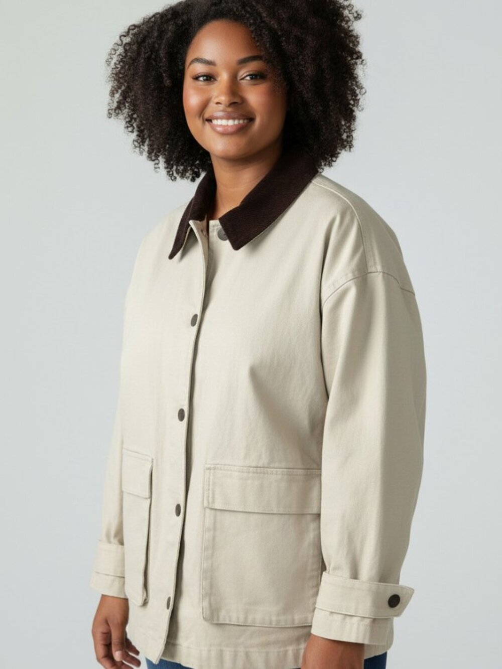 Open Edit Canvas Barn Jacket in Beige Beach  Sz: L/XL